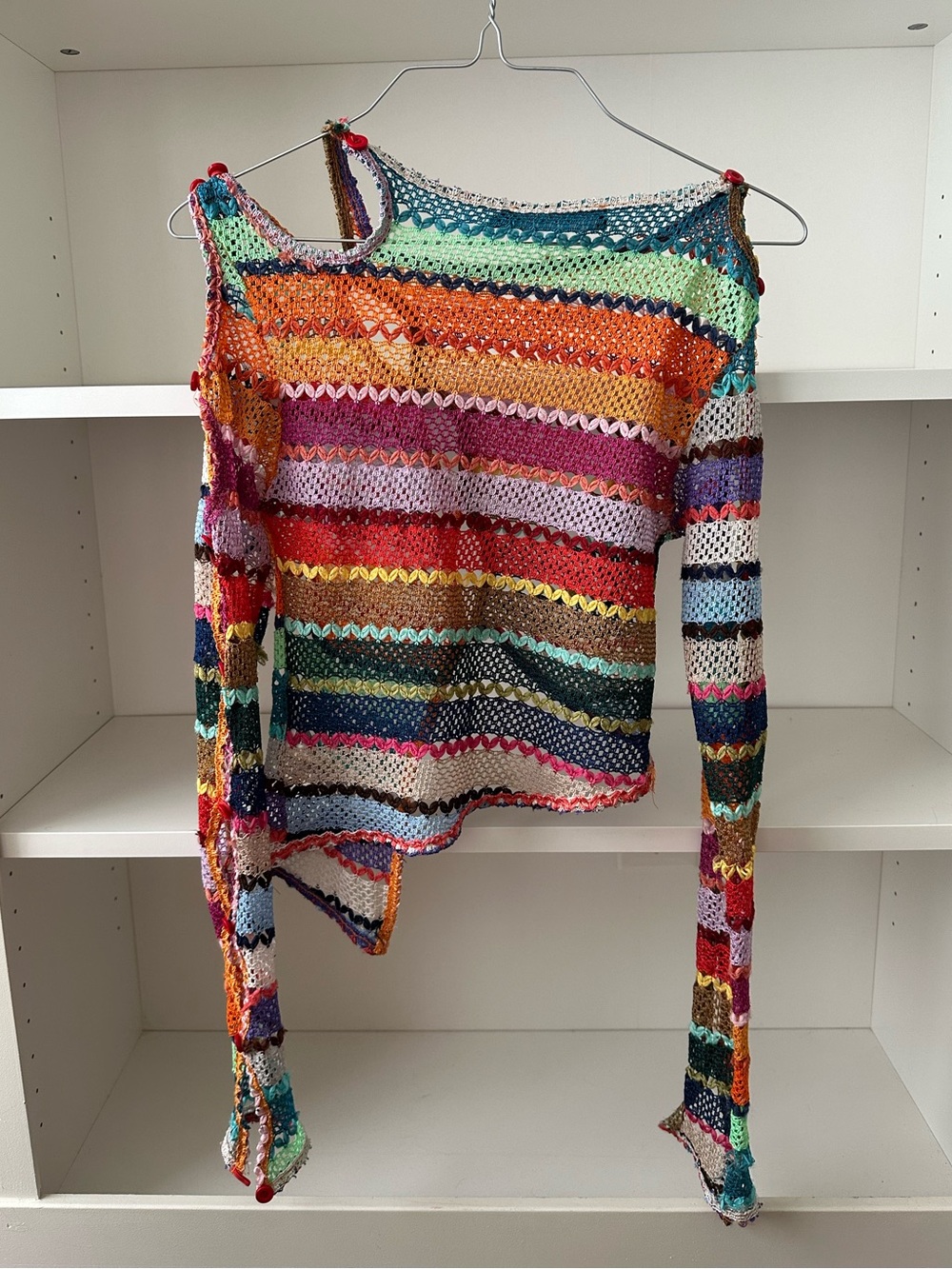 JADED LONDON Asymmetrical Multicolor Cardigan Knit Long Sleeve Top - Picture 6 of 9